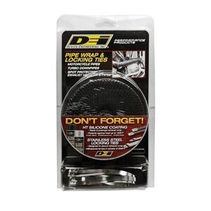 DEi 010119 Exhaust Pipe Wrap & Locking Ties Kit 2 In x 25 Ft Black